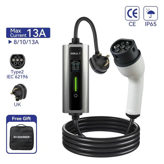 Portable EV Charger 3kW with UK Plug (GCC / Type 2)
