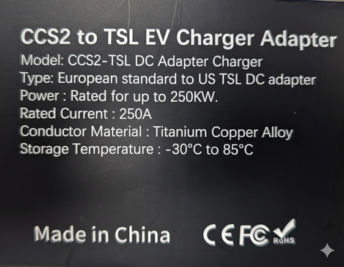 CCS2 to Tesla Adapter 250A DC Only (USA/NACS)