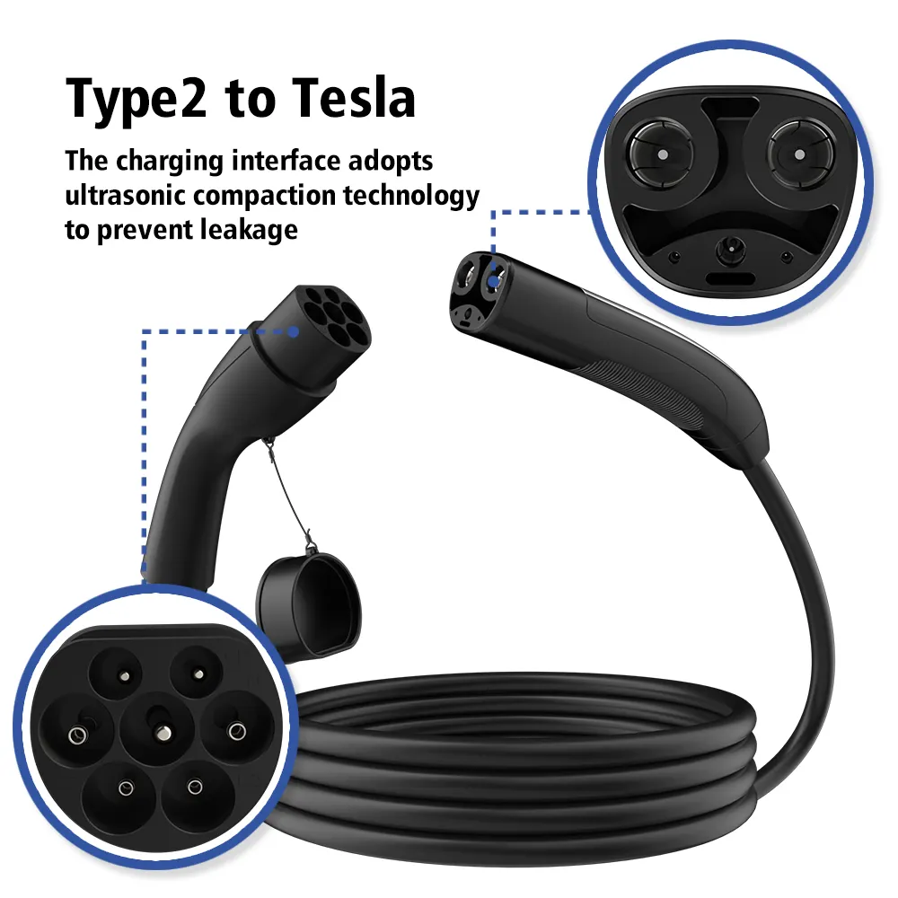 Type 2 to Tesla Cable 7kW (USA/NACS EV)