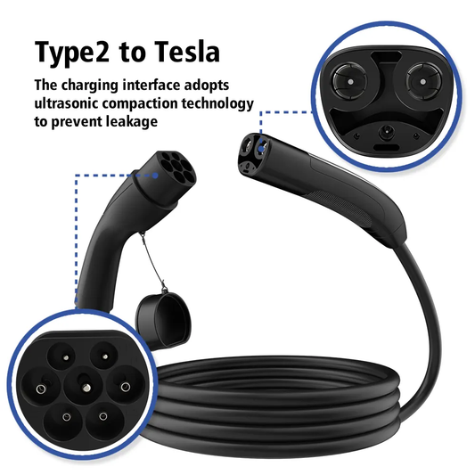 Type-2 to Tesla Cable 7kW (USA/NACS)