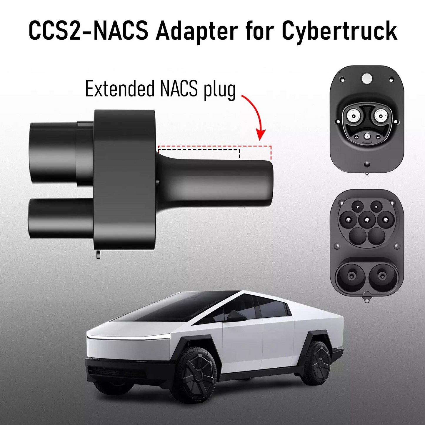 محول CCS2 إلى Tesla Cybertruck بقدرة 250 كيلو وات (الولايات المتحدة الأمريكية/NACS)