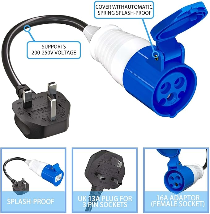 CEE 32A to UK 13A Plug (Connect Your Charger to a Standard UAE Household Sockets)