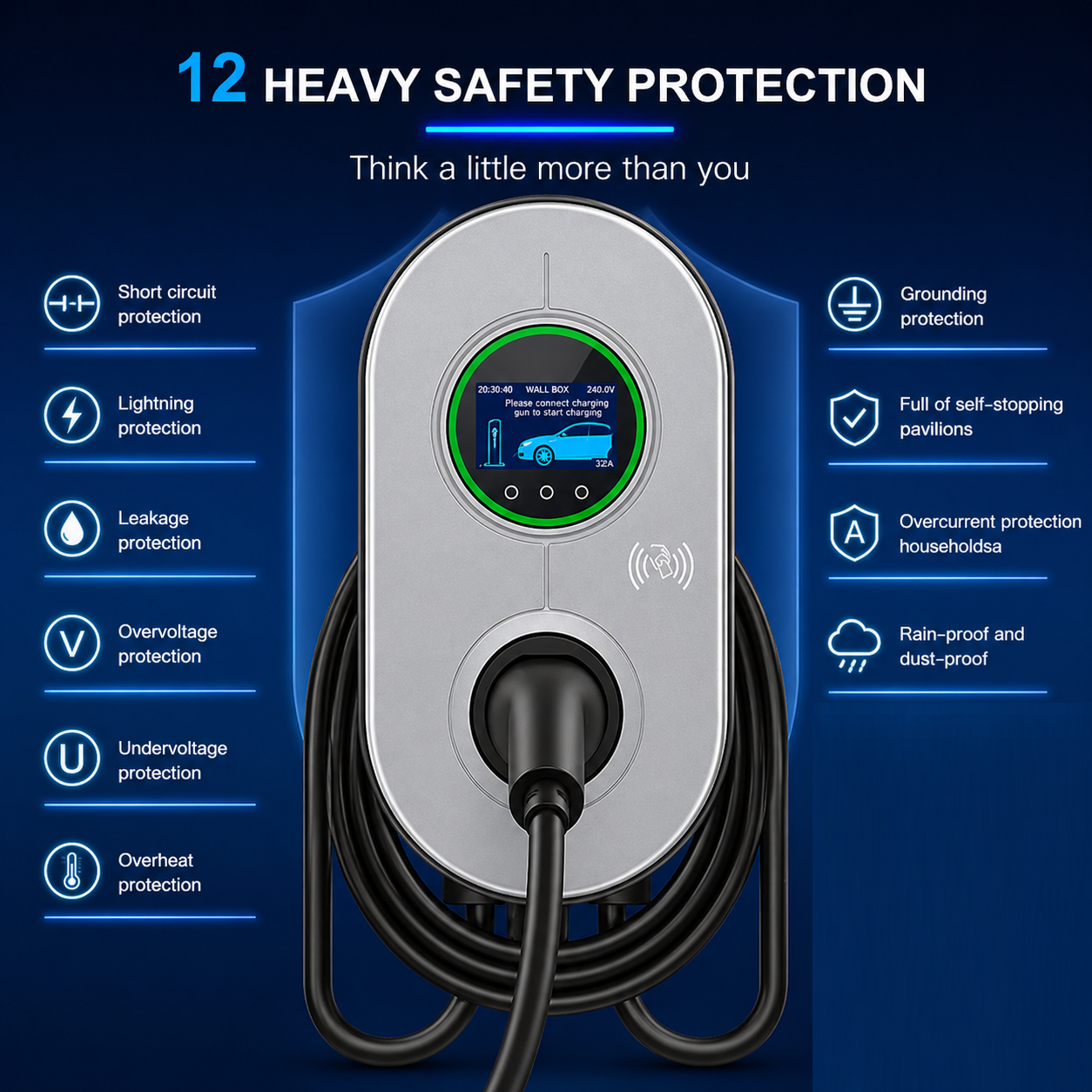 Wall EV Charger 22kW (GCC / Type 2)