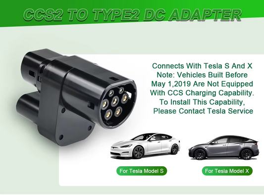 CCS2 to Type 2 Adapter for Old Tesla S/X (GCC EV / Type 2)