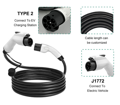 Type 2 to Type 1 Charging Cable 7kW (USA/Korea/J1772)