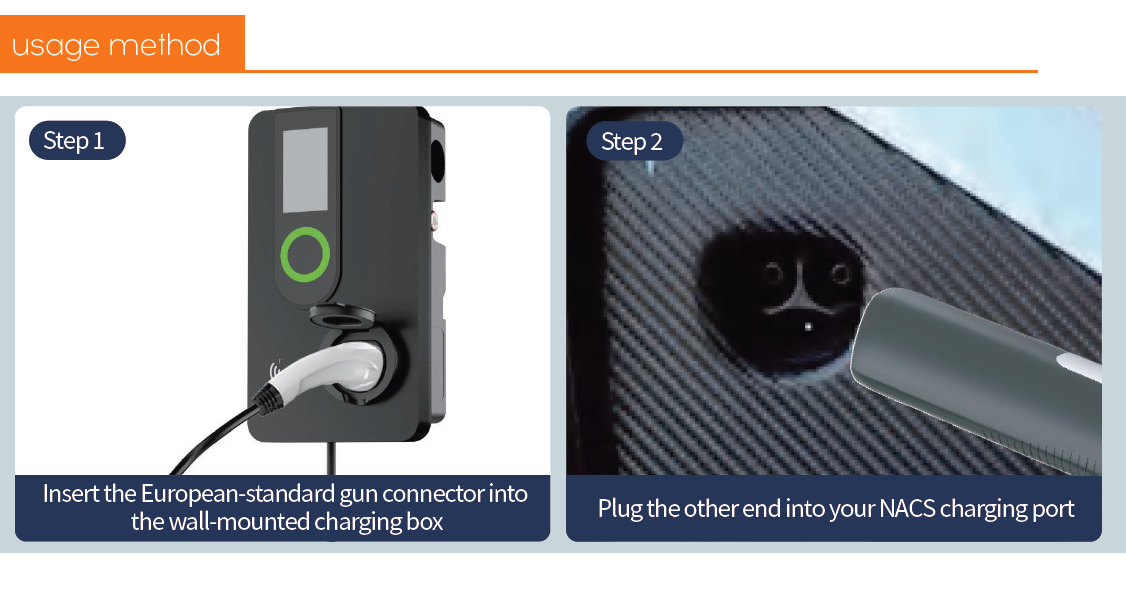 Type 2 to Tesla Charging Cable 7kW (USA/NACS)