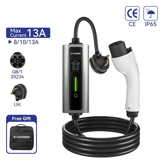 Portable EV Charger 3kW with UK Plug (China EV / GBT)
